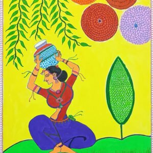 Hand-Painted Framless Pattachitra Woman Portrait Painting