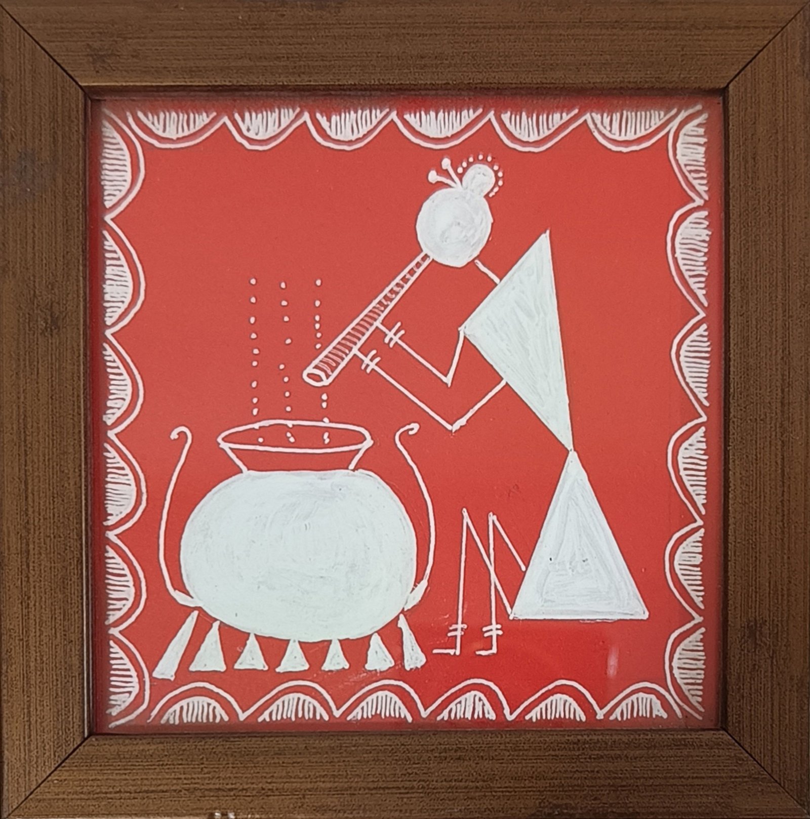 Hand-Painted Red Warli Jewellery Box