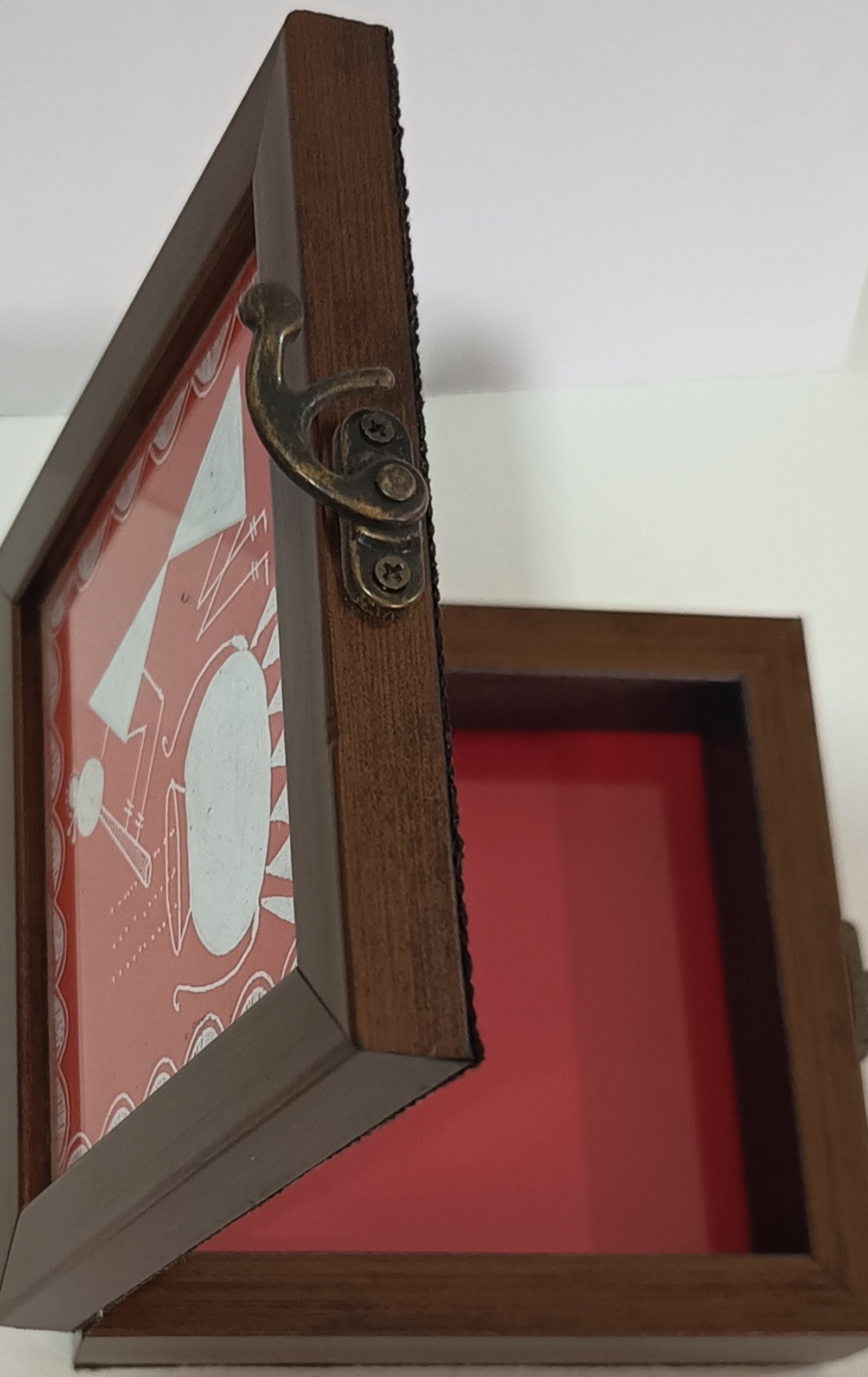 Hand-Painted Red Warli Jewellery Box - Image 3